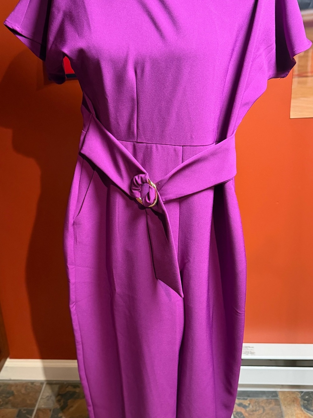 june & hudson Fuchsia Belted Midi Jumpsuit